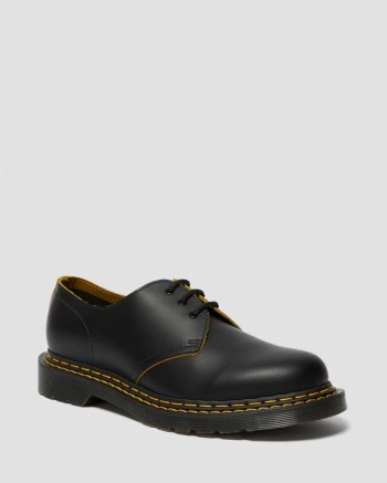 Dr Martens 1461 Double Stitch Leather Oxfordky Damske Čierne Žlté | 8045-RCSUG